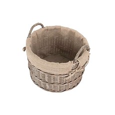 Callow Wicker Log Basket Round Hessian Lined Basket