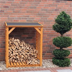 Premium Log Store - Honey Brown | Sturdy Wood Rack with Felt Roof for Reliable Firewood Storage