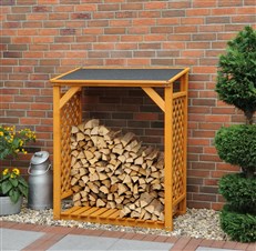 Premium Log Store - Honey Brown | Sturdy Wood Rack with Felt Roof for Reliable Firewood Storage