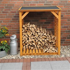 Premium Log Store - Honey Brown | Sturdy Wood Rack with Felt Roof for Reliable Firewood Storage