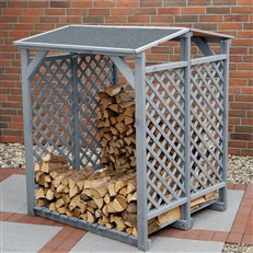 Premium Wooden Log Storage Rack Shed - Grey Firewood Storage with Felt Roof | Outdoor Wood Rack for Stylish and Durable Log Storage