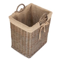 Rectangular Willow Storage and Log Basket with Removable Hessian Lining