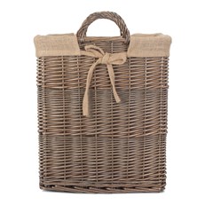 Rectangular Willow Storage and Log Basket with Removable Hessian Lining