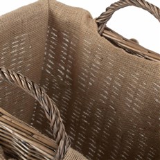 Rectangular Willow Storage and Log Basket with Removable Hessian Lining