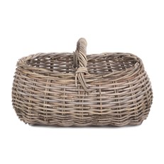 Grey Rattan Market Basket - Versatile and Stylish for Garden, Shopping, or Decoration