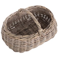 Grey Rattan Market Basket - Versatile and Stylish for Garden, Shopping, or Decoration