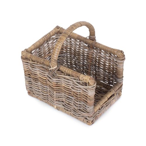 Small Rattan Open-Ended Log Basket - Stylish and Rustic Fireside Accessory