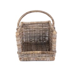 Medium Rattan Open-Ended Log Basket - Rustic and Stylish Fireside Accessory