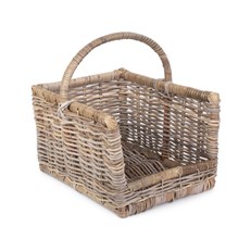 Medium Rattan Open-Ended Log Basket - Rustic and Stylish Fireside Accessory