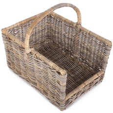 Large Rattan Open-Ended Log Basket - Rustic and Stylish Fireside Accessory