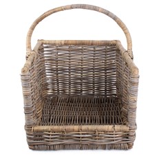 Large Rattan Open-Ended Log Basket - Rustic and Stylish Fireside Accessory