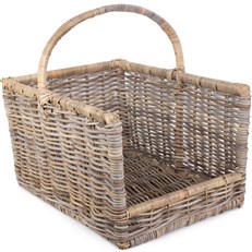 Large Rattan Open-Ended Log Basket - Rustic and Stylish Fireside Accessory