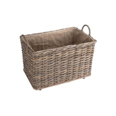 Large Wheeled Rattan Log Basket with Cordura Lining - Versatile and Stylish Storage Solution