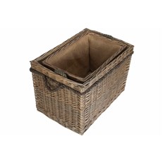 Set of 2 Rectangular Rope-Handled Log Baskets - Stylish and Durable Fireplace Storage