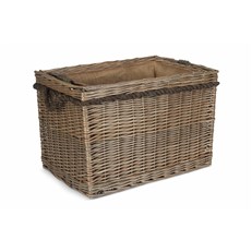 Set of 2 Rectangular Rope-Handled Log Baskets - Stylish and Durable Fireplace Storage