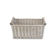 Callow Wicker Log Basket Extra Large Antique Wash Wooden Handled Basket