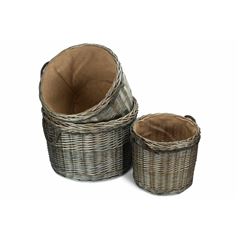 Set of 3 Antique Wash Round Storage Baskets - Stylish and Versatile Storage Solution