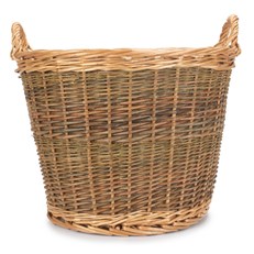 Unpeeled Willow Log Basket with Lining - Stylish and Functional Fireside Accessory