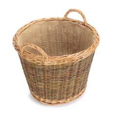 Unpeeled Willow Log Basket with Lining - Stylish and Functional Fireside Accessory