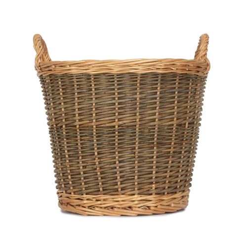 Small Unpeeled Willow Log Basket with Lining - Stylish and Functional Fireside Accessory