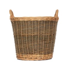 Small Unpeeled Willow Log Basket with Lining - Stylish and Functional Fireside Accessory