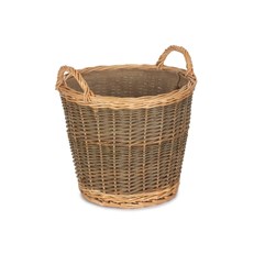 Small Unpeeled Willow Log Basket with Lining - Stylish and Functional Fireside Accessory