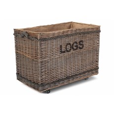 Jumbo 'Logs' Basket with Wheels - Stylish and Movable Fireside Storage Solution