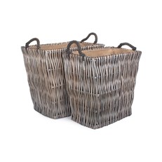 Set of 2 Rectangular Grey Log Baskets - Stylish and Robust Log Storage Solution