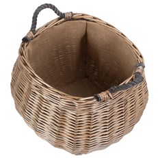 Curve-Sided Antique Wash Hessian Lined Log Basket - Stylish and Robust Log Storage Solution